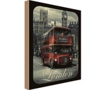 Holzschild 30x20 cm London Sightseeing Bus red England