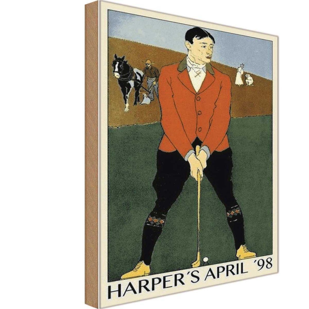 [LA-113893-H] Holzschild 30x20 cm Golf Harper`s April 98 Sport Hobby