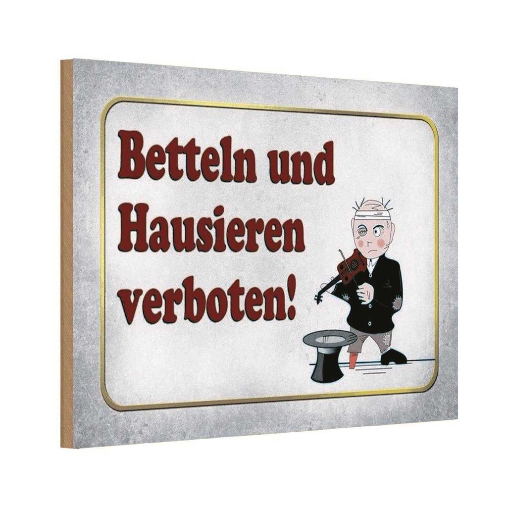 [LA-113910-H] Holzschild 20x30 cm betteln Hausieren verboten Dekoration