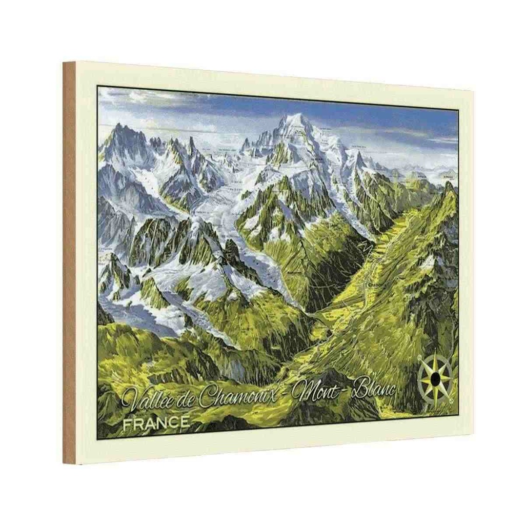 [LA-113988-H] Holzschild 20x30 cm France Vallee de Chamonix Mont Blanc Europa