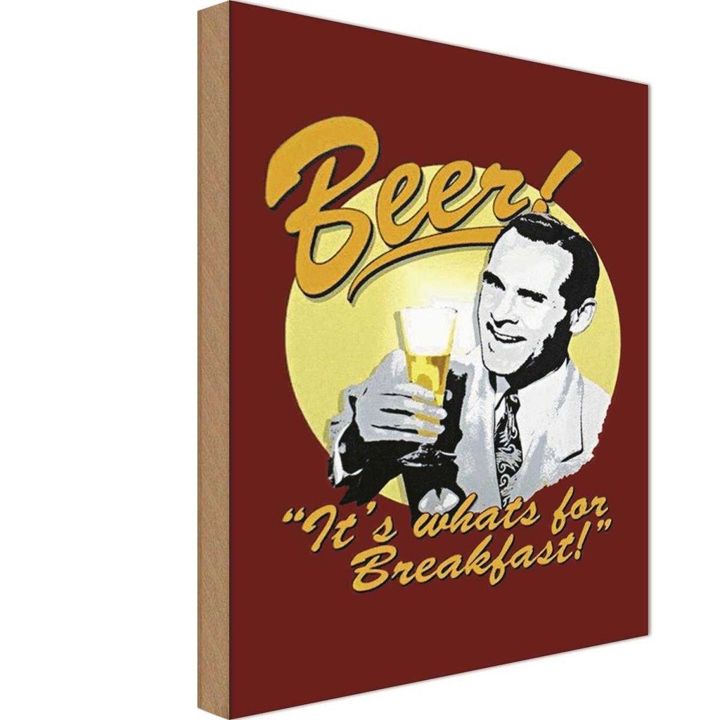 [LA-114003-H] Holzschild 30x20 cm Bier Beer it´s whats for Breakfast