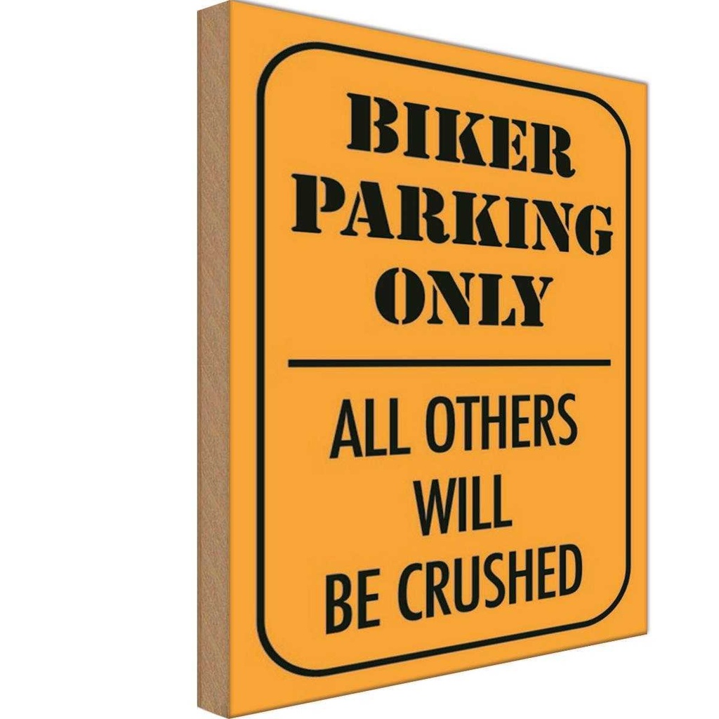 [LA-114009-H] Holzschild 30x20 cm Biker parking only all others Parkplatzschild