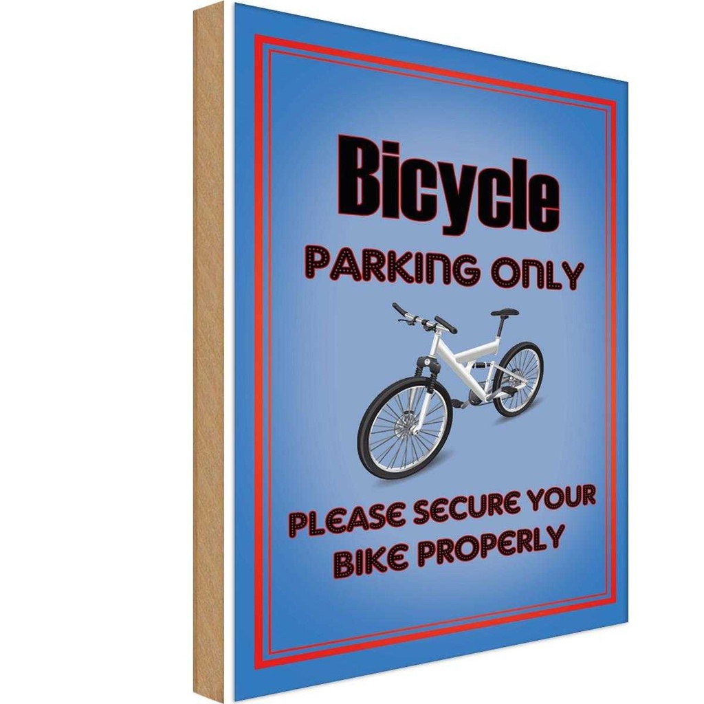 [LA-114076-H] Holzschild 30x20 cm Fahrrad Bicycle parking only Parkplatzschild
