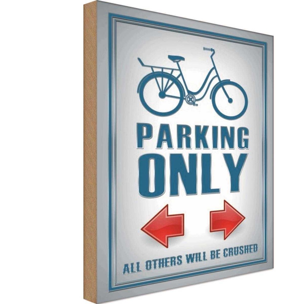 [LA-114091-H] Holzschild 30x20 cm Bike parking only left right Parkplatzschild