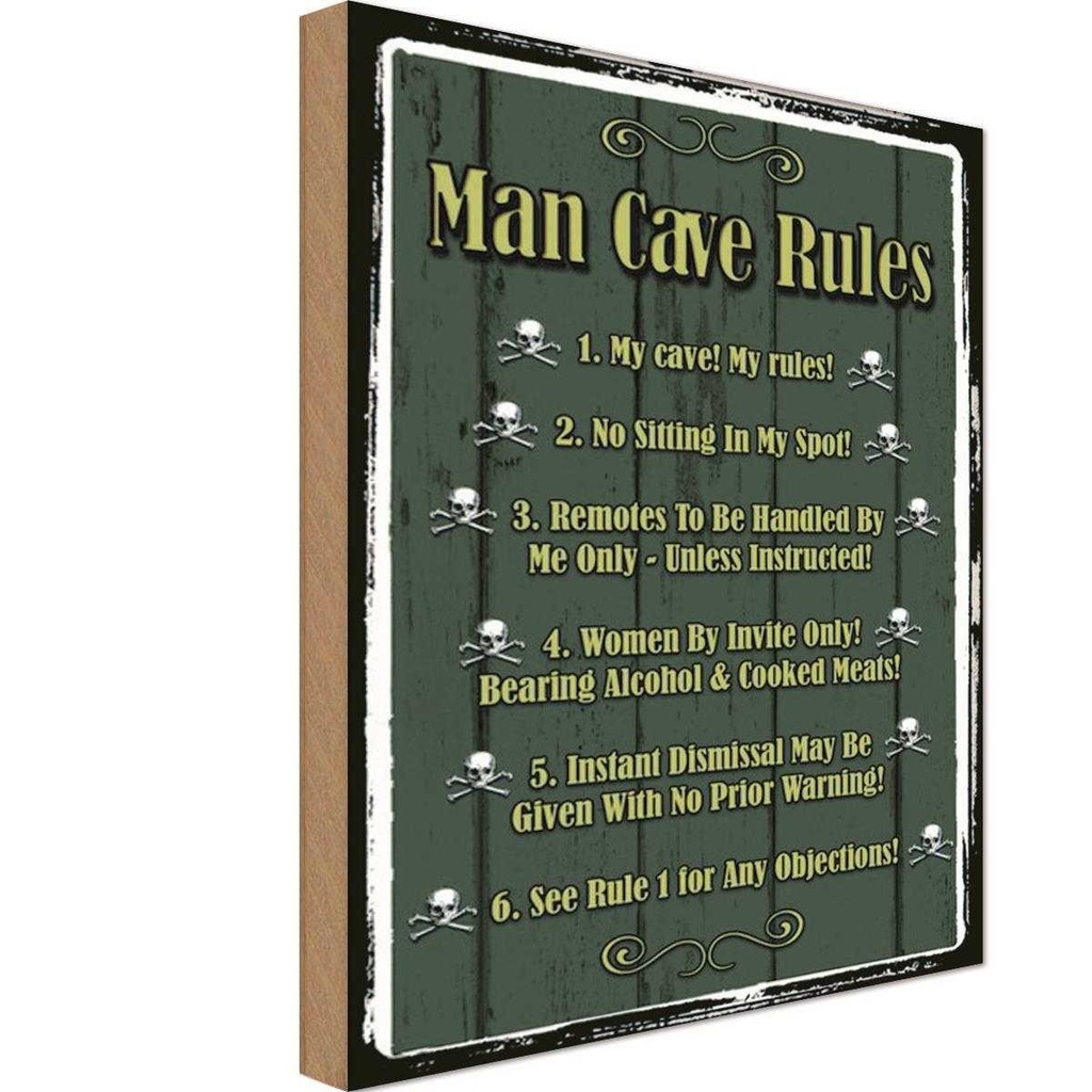 [LA-114140-H] Holzschild 30x20 cm Man cave Rules no sitting Spot Dekoration