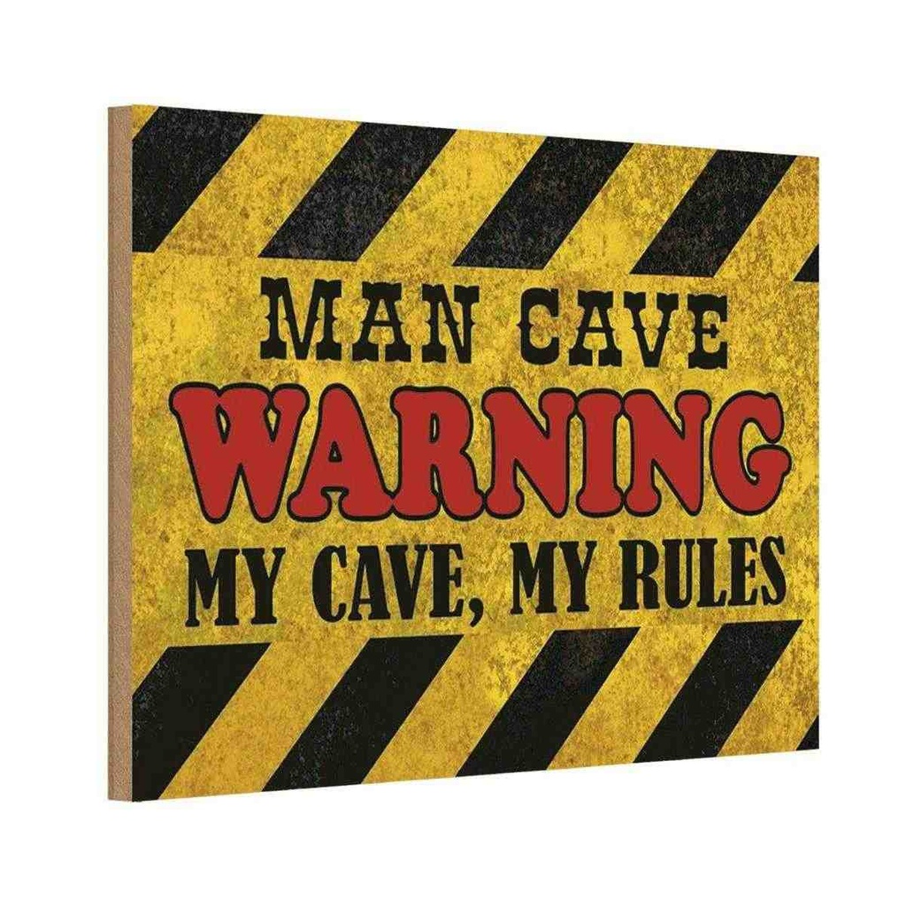 [LA-114148-H] Holzschild 20x30 cm man cave warning my rules Dekoration