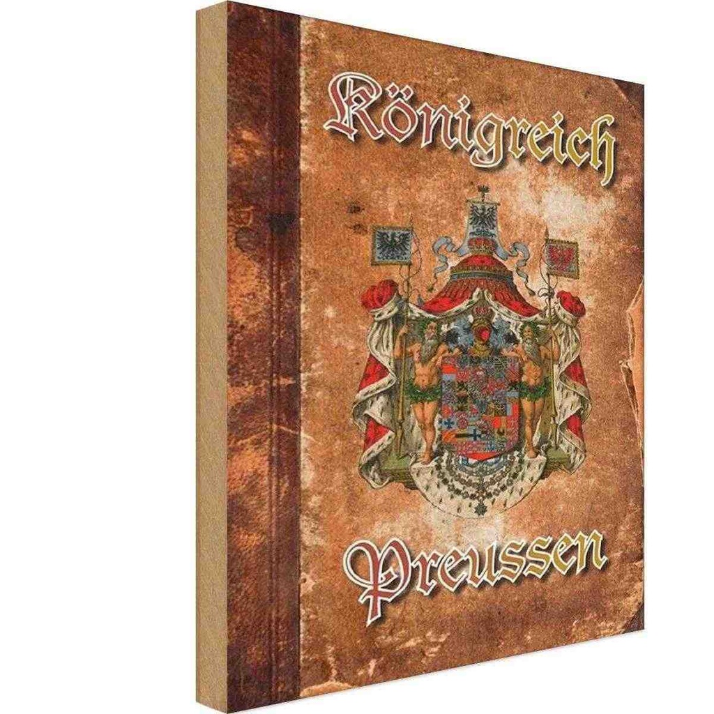 [LA-114188-H] Holzschild 30x20 cm Königreich Preussen Wappen Flagge Fahne