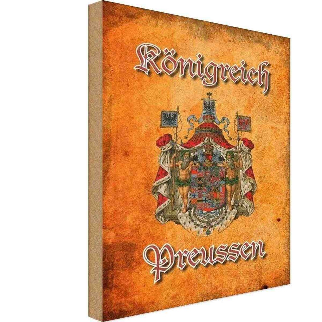 [LA-114189-H] Holzschild 30x20 cm Königreich Preussen Wappen Flagge Fahne