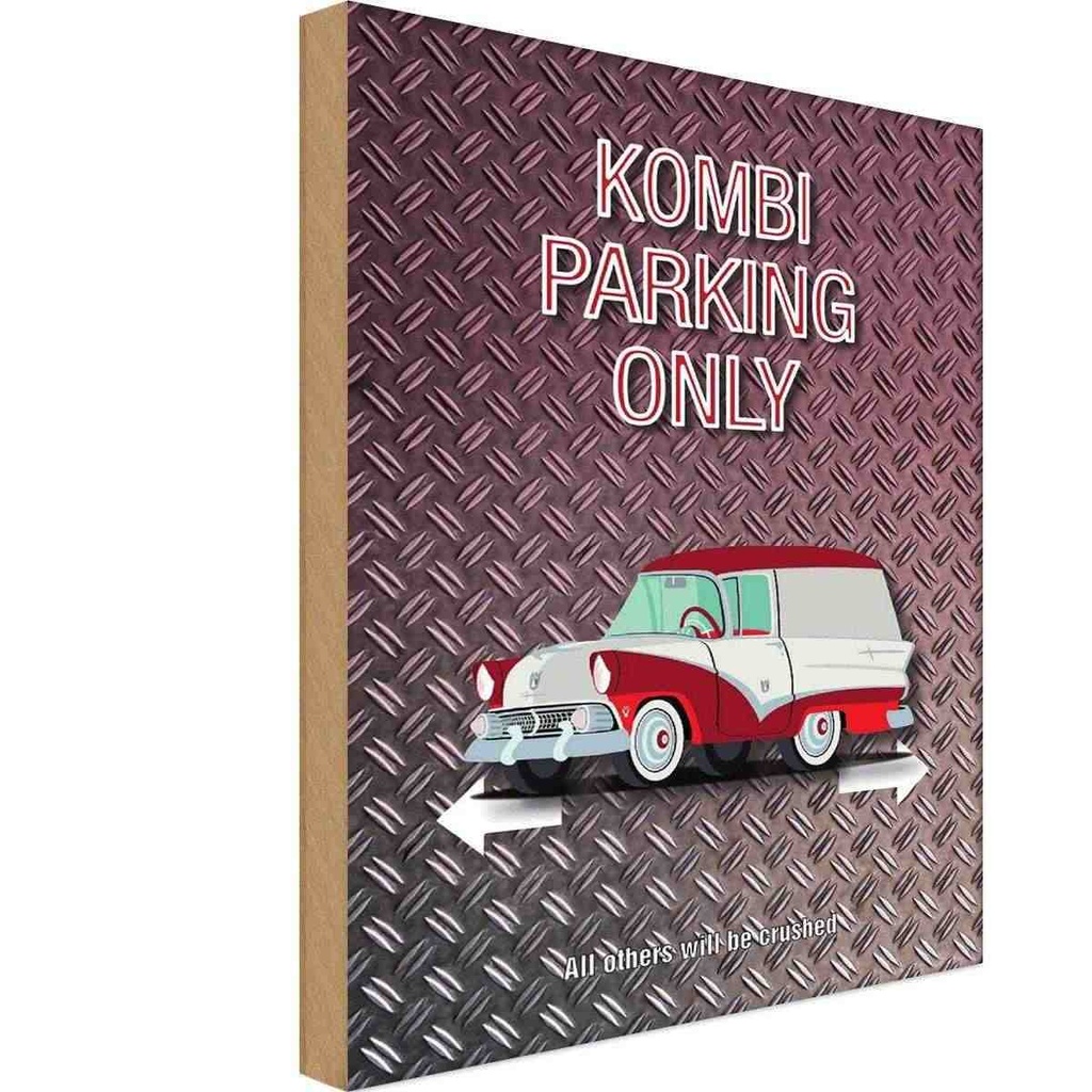 [LA-114253-H] Holzschild 30x20 cm Kombi parking only Auto Parkplatzschild