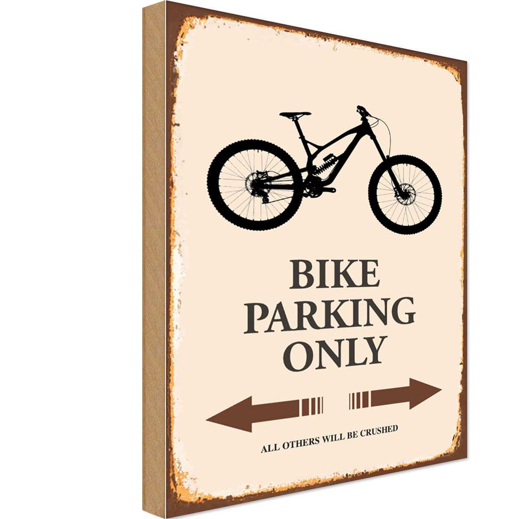 [LA-114300-H] Holzschild 30x20 cm Bike parking only Parkplatzschild