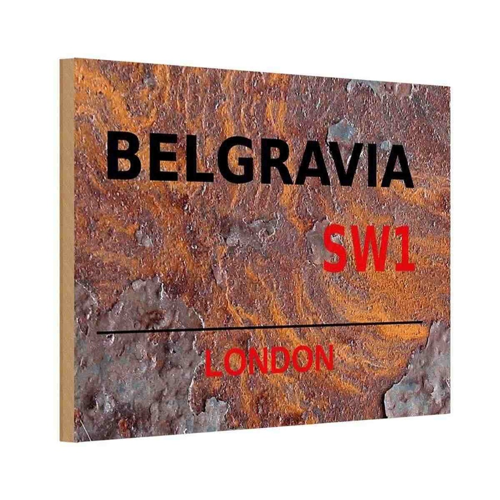 [LA-114317-H] Holzschild 20x30 cm Street Belgravia SW1 England