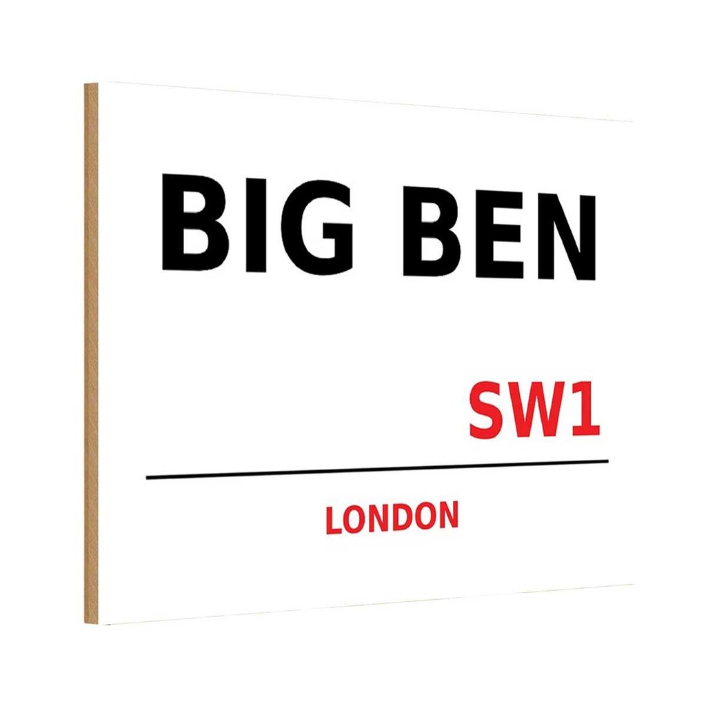 [LA-114318-H] Holzschild 20x30 cm Street Big Ben SW1 England