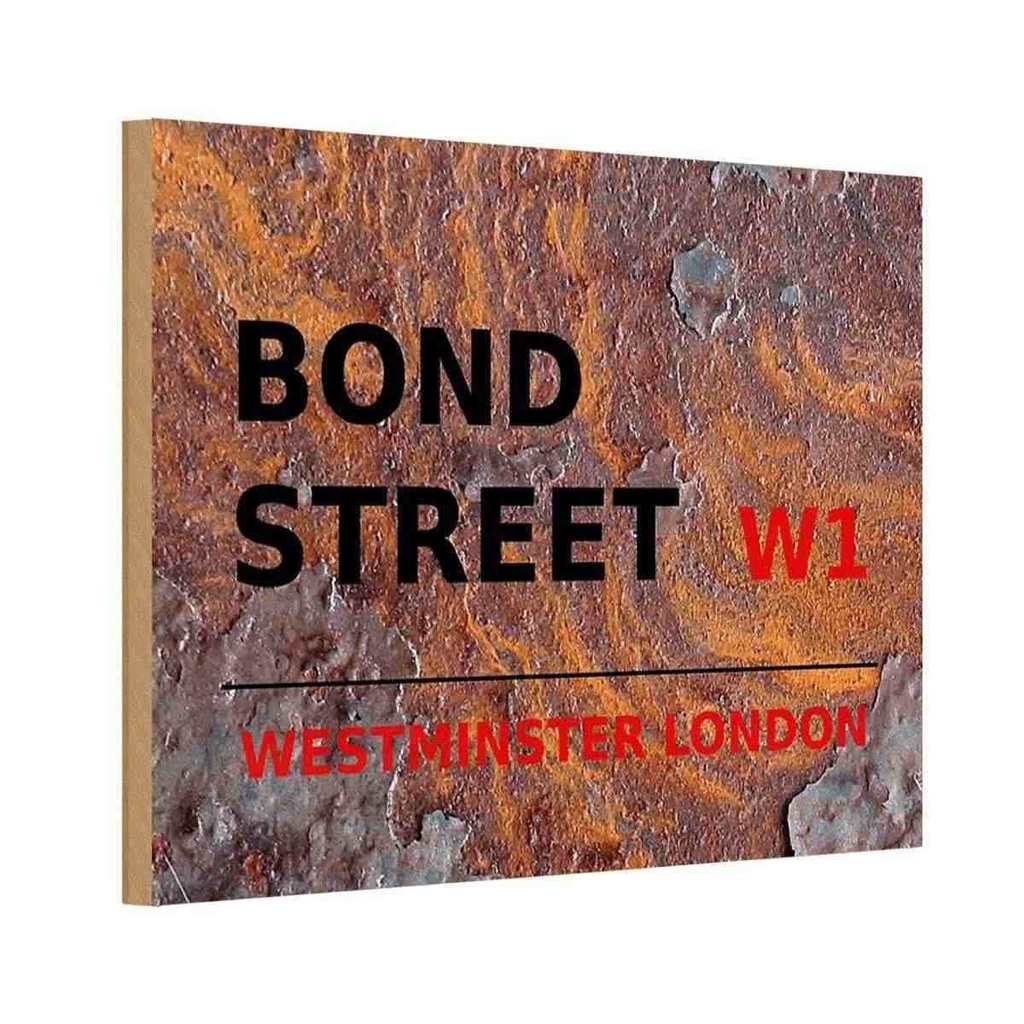 [LA-114321-H] Holzschild 20x30 cm Bond Street W1 England