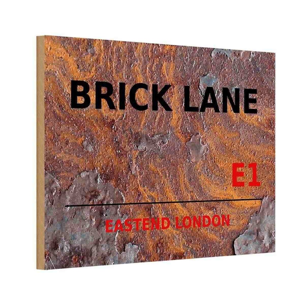 [LA-114323-H] Holzschild 20x30 cm Street Brick Lane E1 England