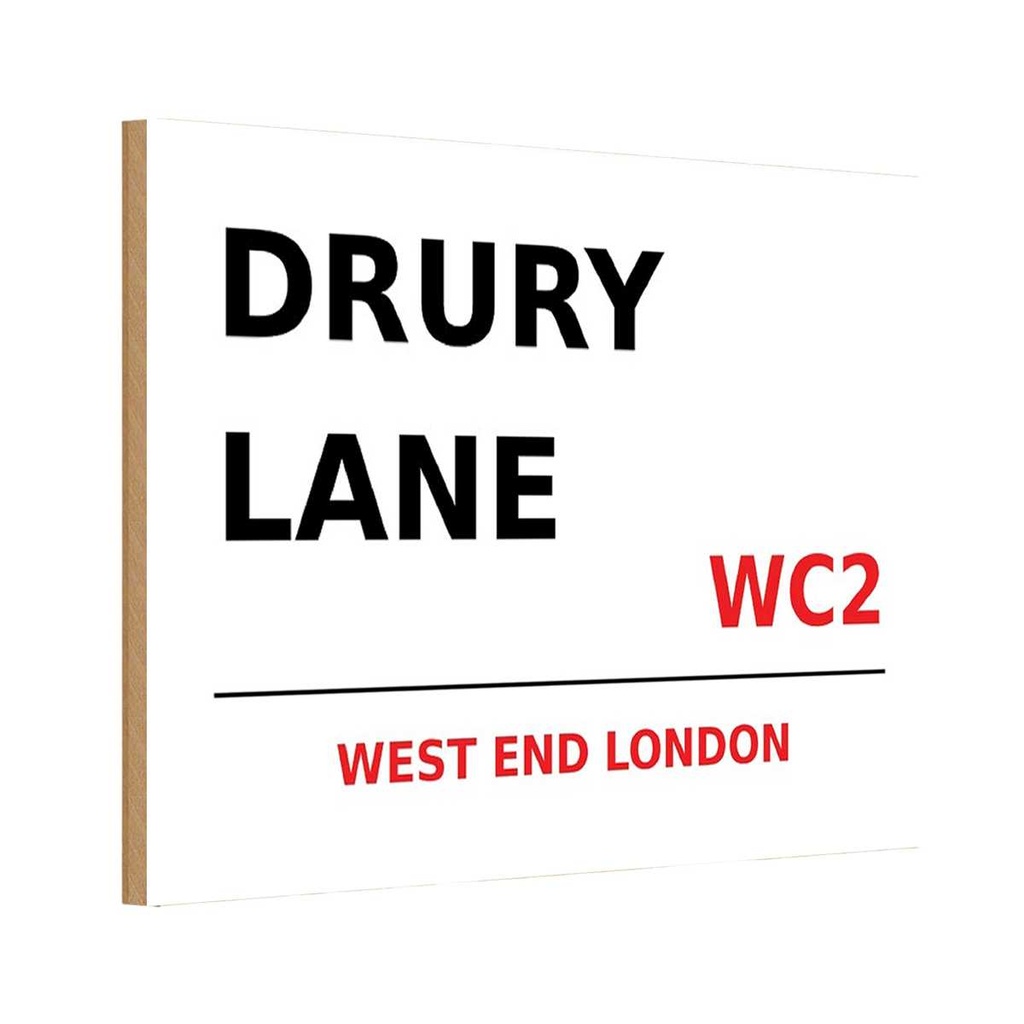 [LA-114338-H] Holzschild 20x30 cm west end Drury Lane WC2 England