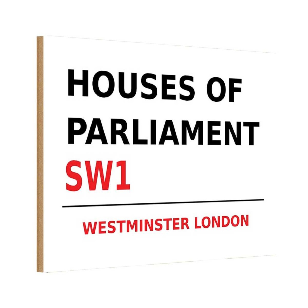 [LA-114344-H] Holzschild 20x30 cm Houses of Parliament SW1 Essen Trinken