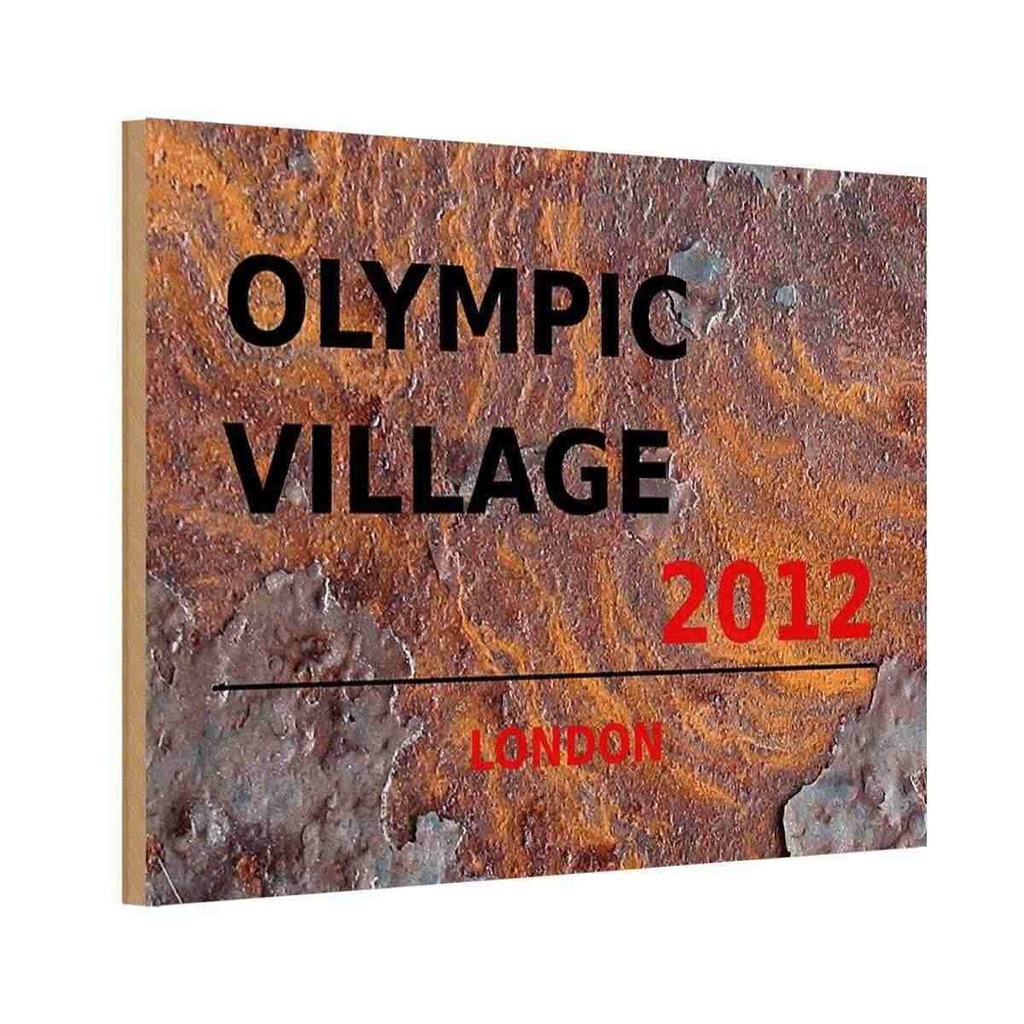 [LA-114368-H] Holzschild 20x30 cm Olympic Village 2012 England