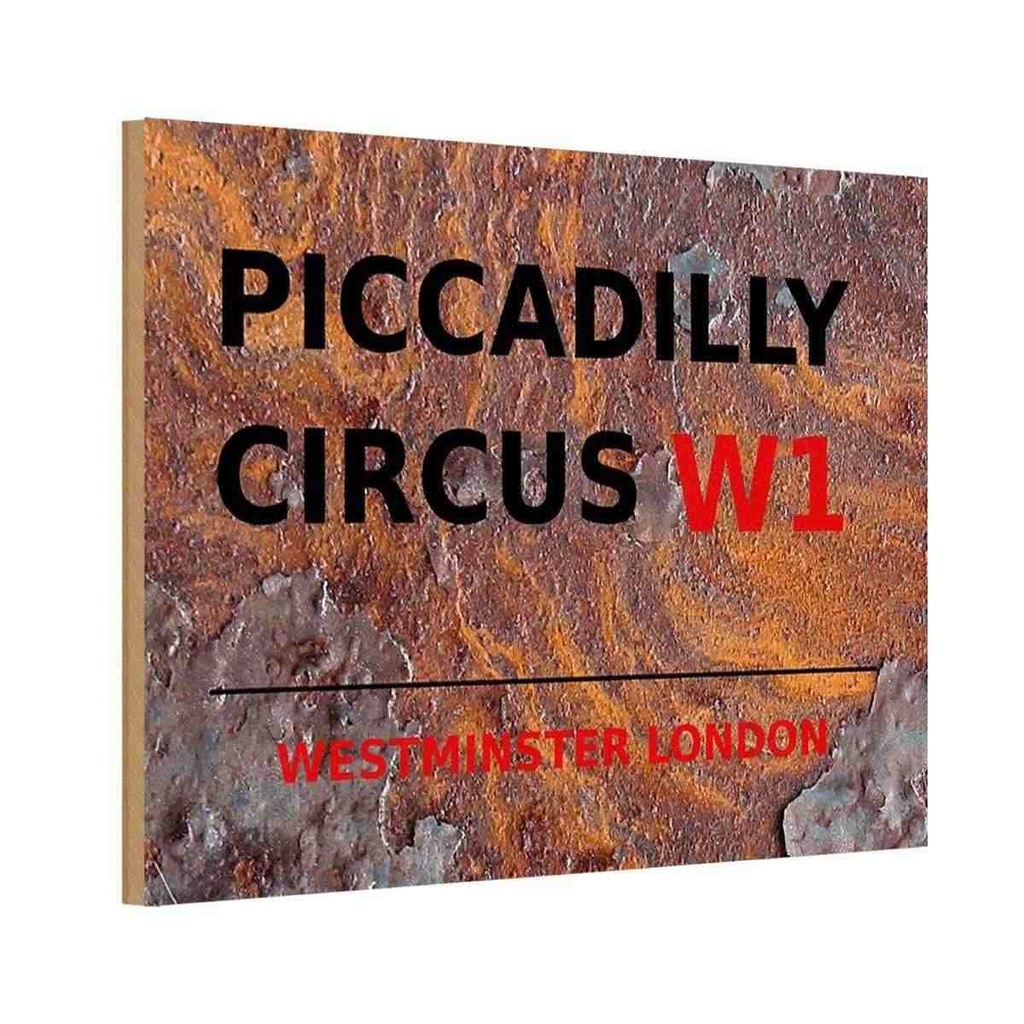 [LA-114374-H] Holzschild 20x30 cm Westminster Piccadilly Circus W1 England