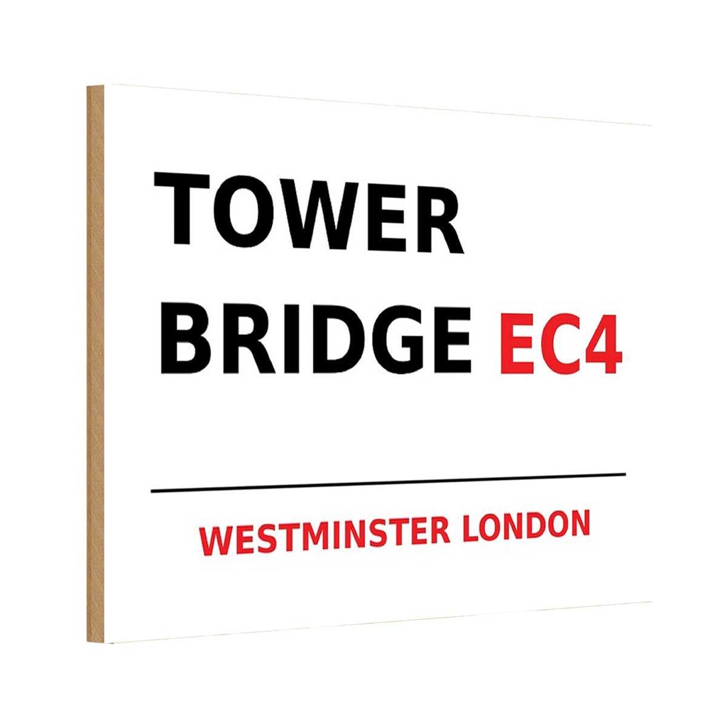 [LA-114401-H] Holzschild 20x30 cm Westminster Tower Bridge EC4 England
