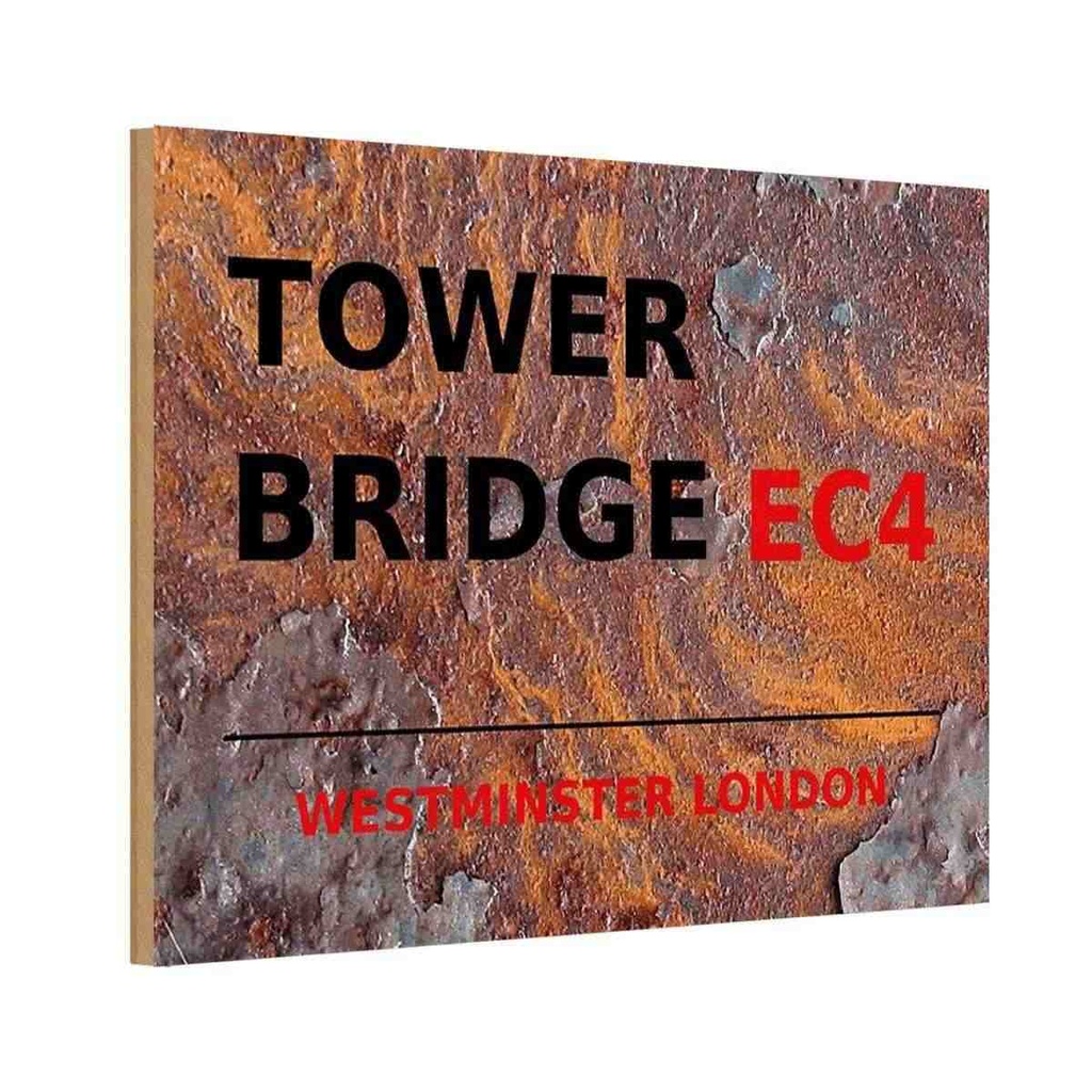 [LA-114402-H] Holzschild 20x30 cm Westminster Tower Bridge EC4 England