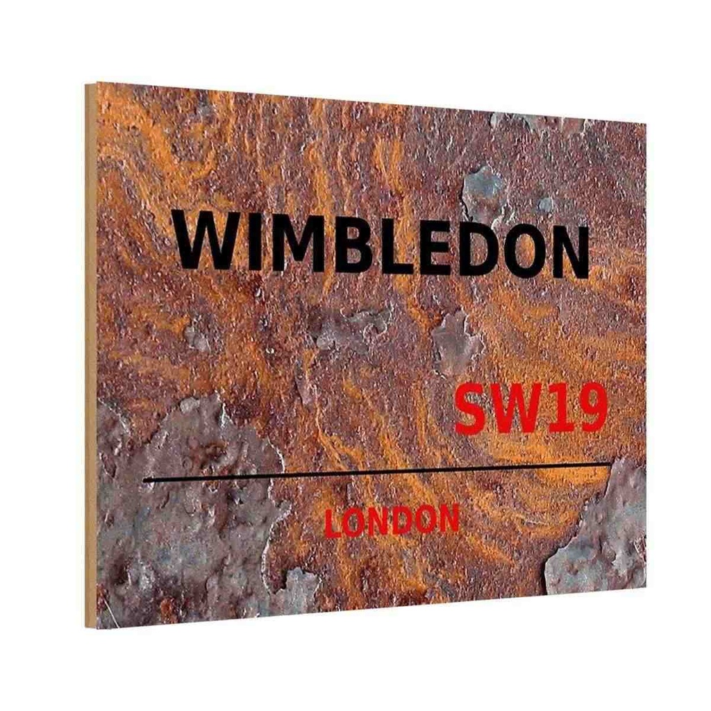 [LA-114420-H] Holzschild 20x30 cm Wimbledon SW19 rust Europa