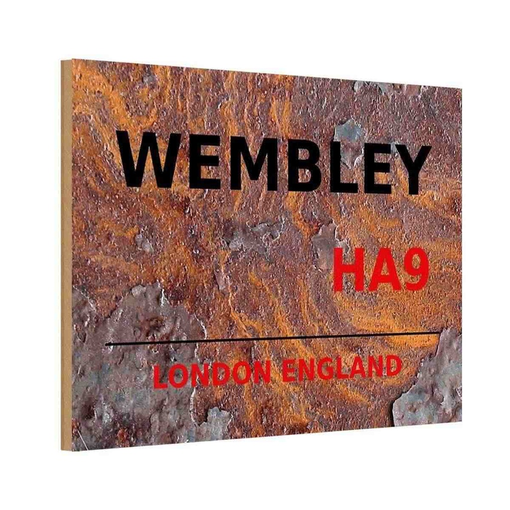 [LA-114421-H] Holzschild 20x30 cm England Wembley HA9 rust