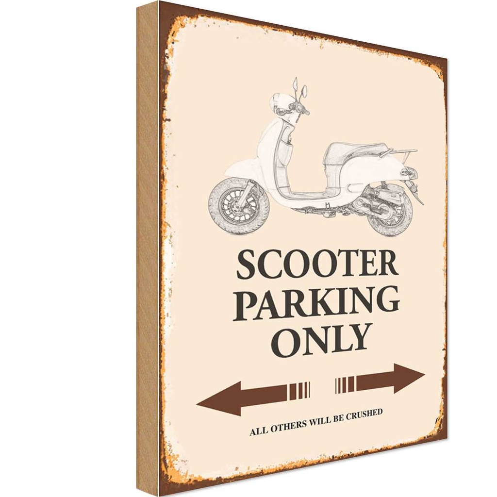 [LA-114522-H] Holzschild 30x20 cm Scooter Parking only all others Parkplatzschild