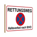 Holzschild 20x30 cm Rettungsweg Halteverbot nach StVO Warnschild Hinweisschild