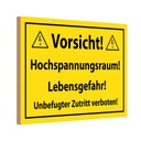 Holzschild 20x30 cm Vorsicht Hochspannungsraum Warnschild Hinweisschild