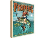 Holzschild 30x20 cm Pinup less talk more fisching Angeln Pin Up