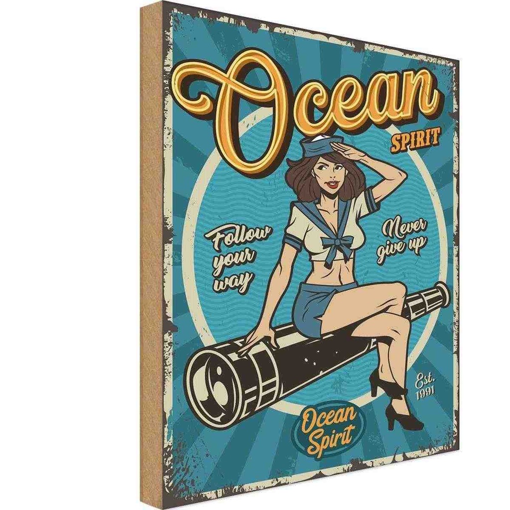 [LA-114659-H] Holzschild 30x20 cm Pinup Ocean spirit Seefahrt Ozean Pin Up