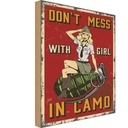 Holzschild 30x20 cm Pinup Don`t mess with Girl in camo Pin Up