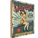 Holzschild 30x20 cm Pinup welcome Garage 24 service Pin Up