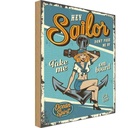 Holzschild 30x20 cm Pinup hey Sailor Ocean spirit See Pin Up