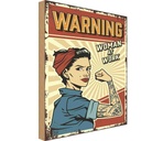 Holzschild 30x20 cm Pinup warning women at work Frau Pin Up