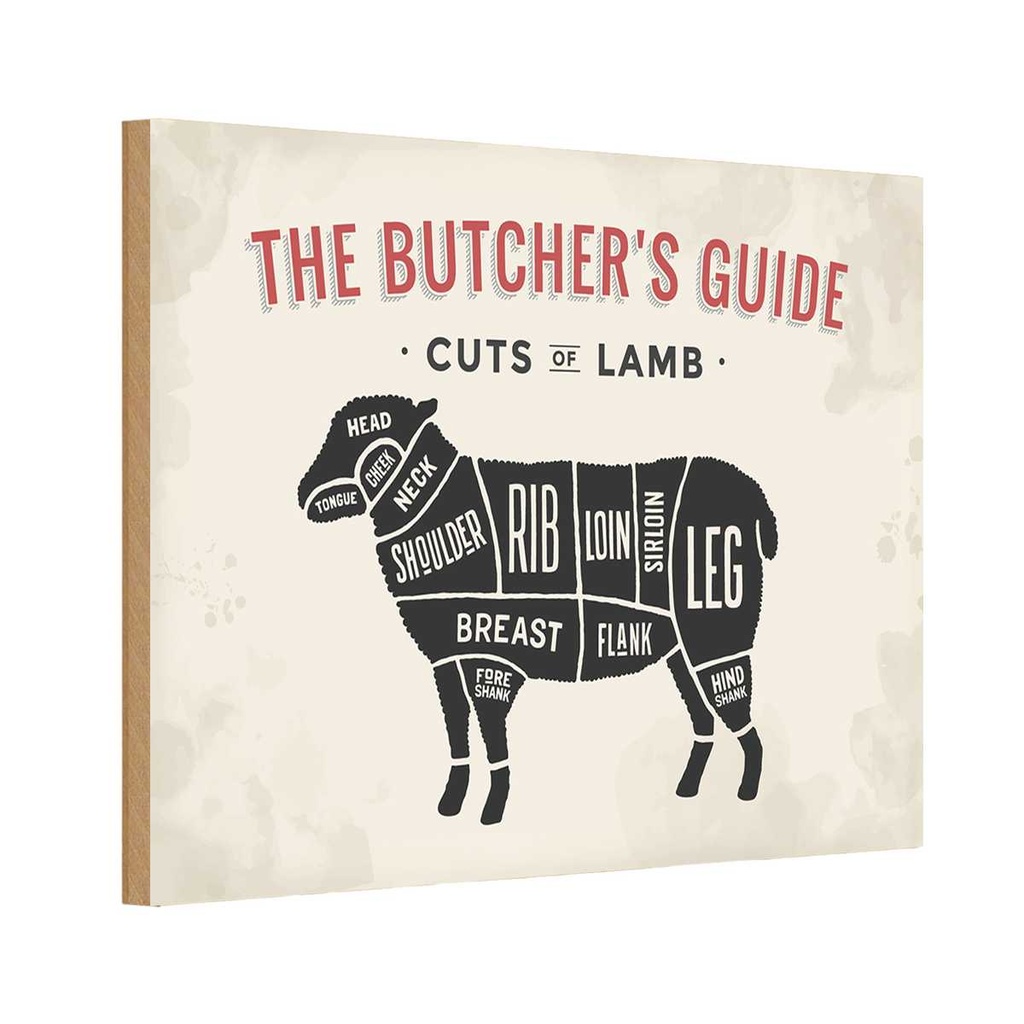 [LA-114732-H] Holzschild 20x30 cm Lamm Lamb cuts Metzgerei Fleisch Hofladen Marktstand Laden
