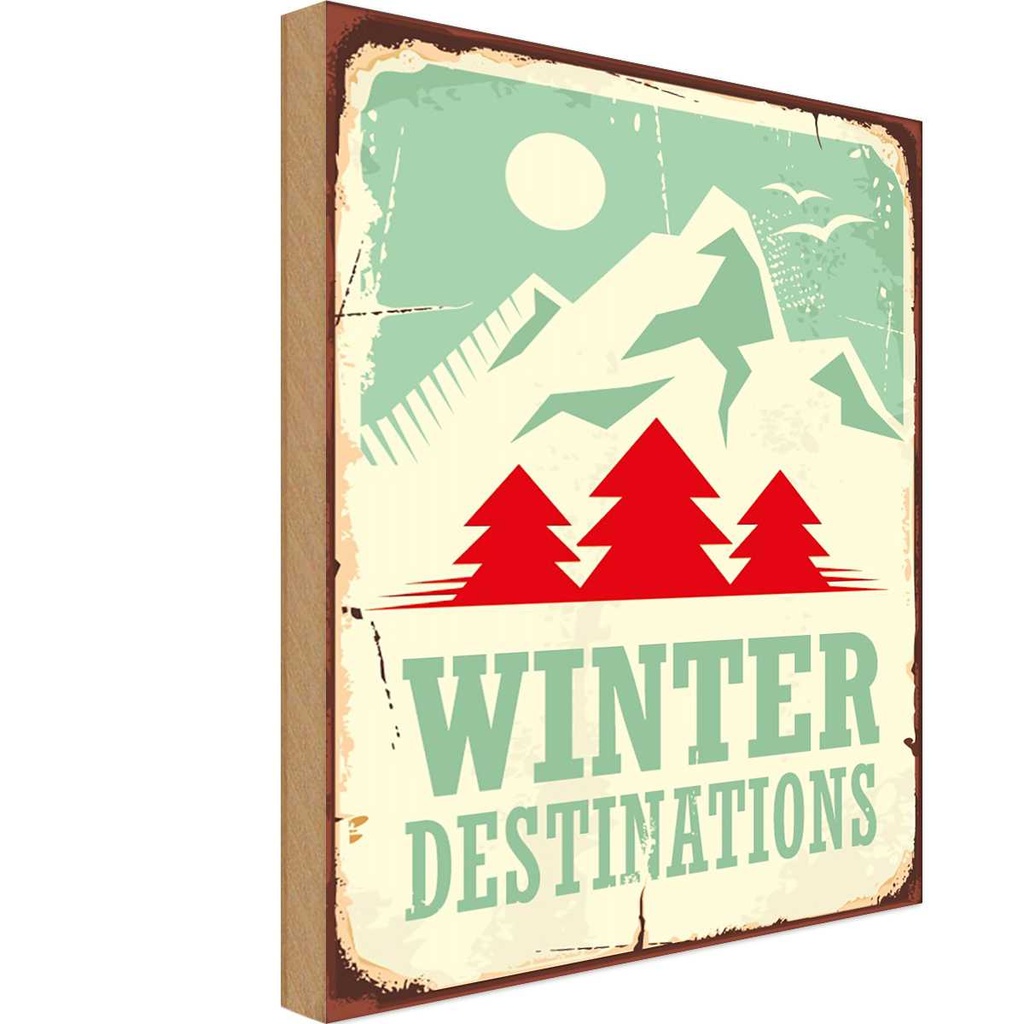 [LA-114788-H] Holzschild 30x20 cm Ski winter destinations Abenteuer Reisen