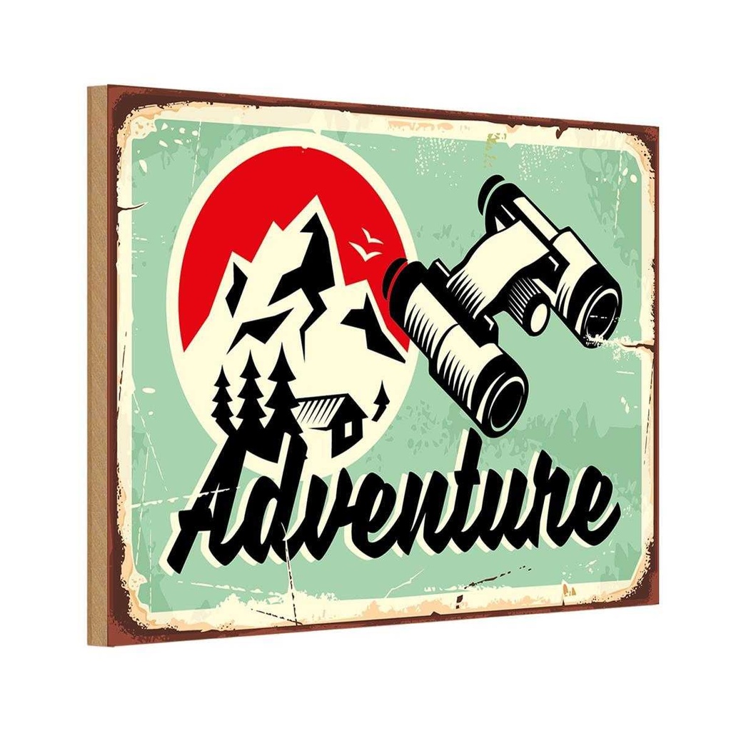 [LA-114791-H] Holzschild 20x30 cm Adventure Abenteuer Outdoor Reisen