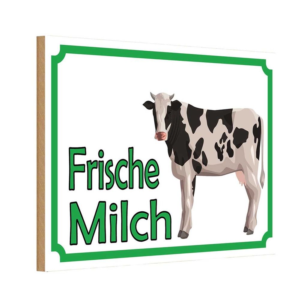 [LA-114967-H] Holzschild 20x30 cm frische Milch Verkauf Kuh Hofladen Marktstand Laden