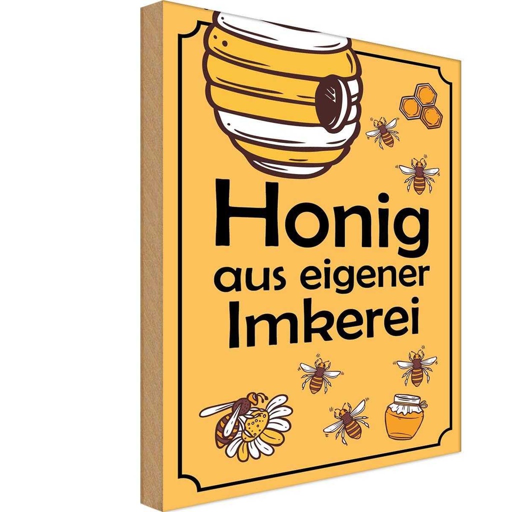 [LA-114975-H] Holzschild 30x20 cm Honig aus eigener Imkerei Hofladen Marktstand Laden