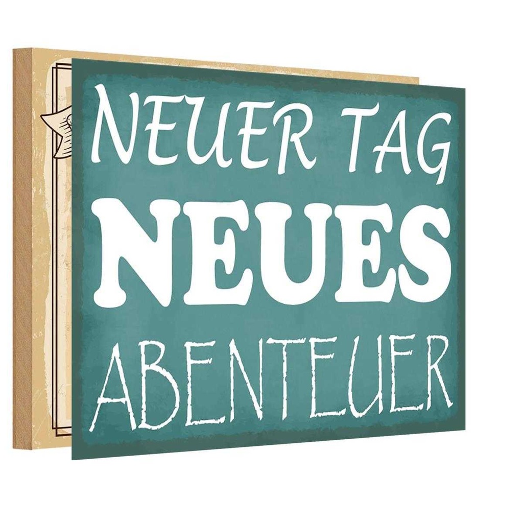 [LA-115188-H] Holzschild 20x30 cm neuer Tag neues Abenteuer Reisen