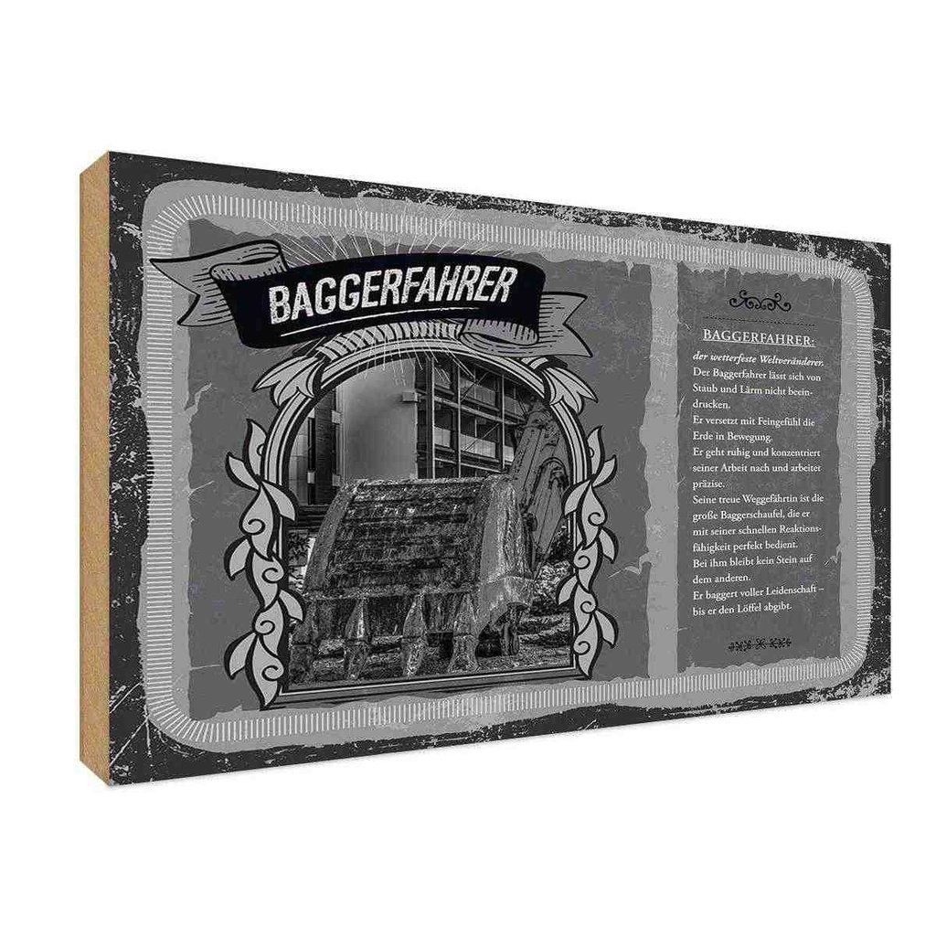 [LA-122983-H] Holzschild 20x30 cm Baggerfahrer Beruf Arbeit