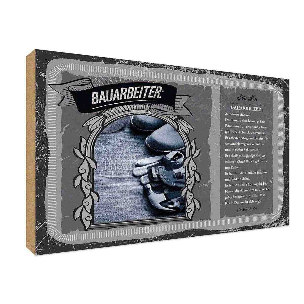 [LA-122987-H] Holzschild 20x30 cm Bauarbeiter Beruf Arbeit