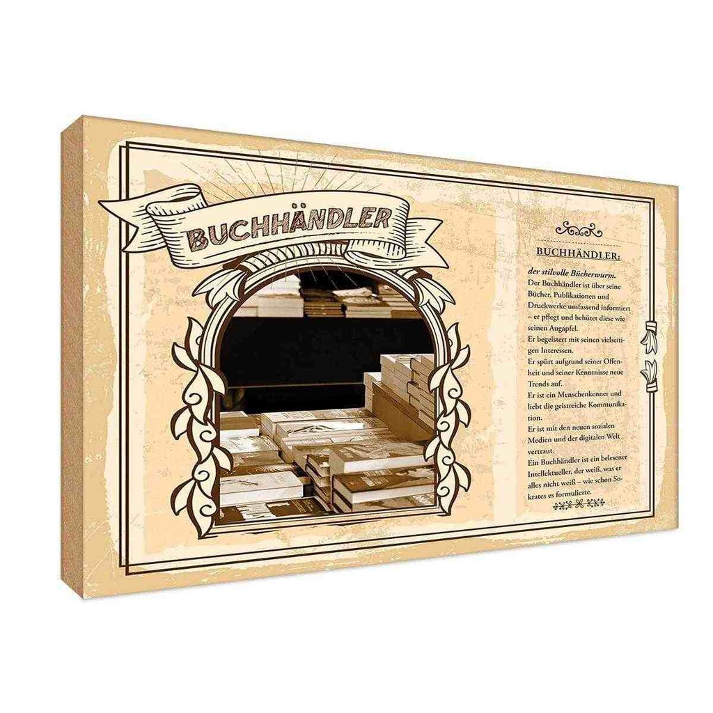 [LA-122999-H] Holzschild 20x30 cm Buchhändler Beruf Arbeit
