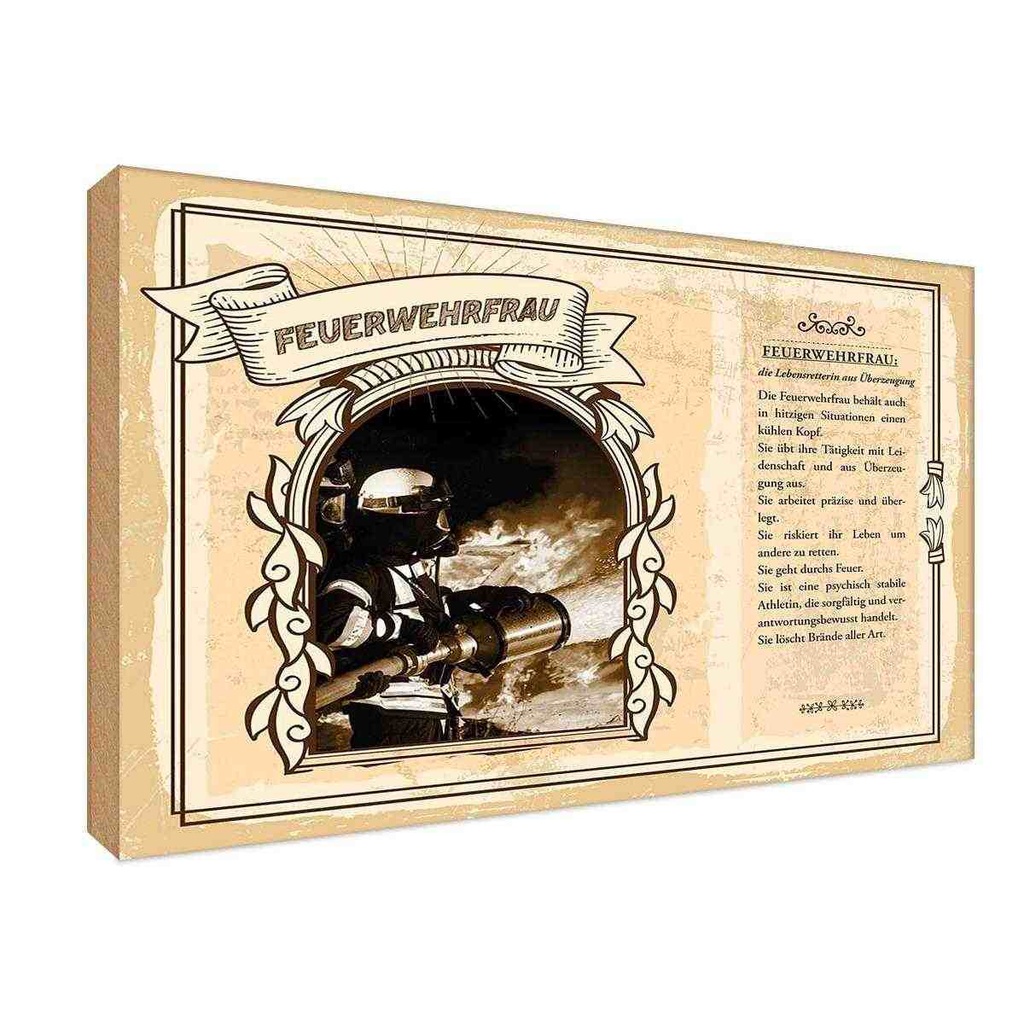 [LA-123014-H] Holzschild 20x30 cm Feuerwehrfrau Beruf Arbeit
