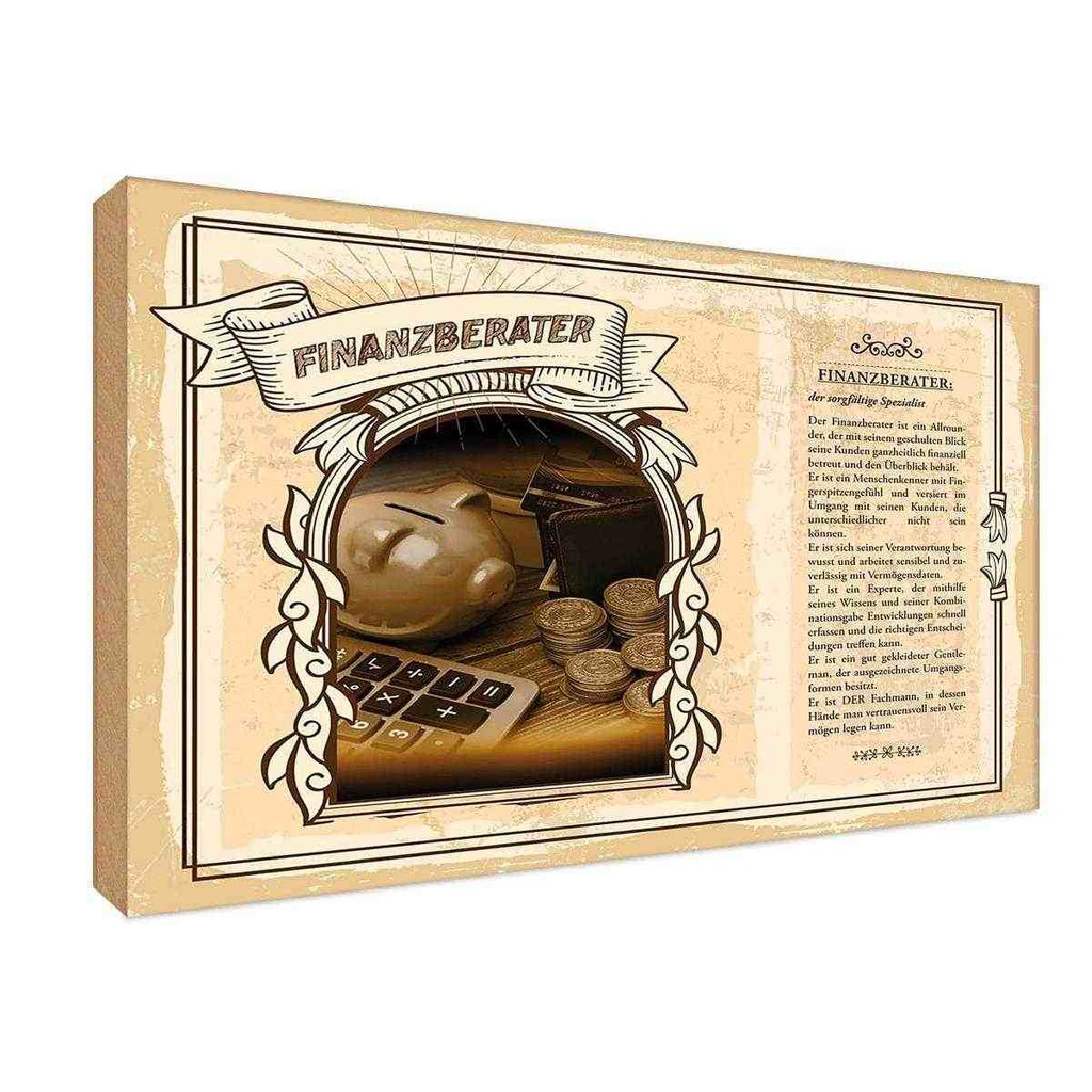 [LA-123016-H] Holzschild 20x30 cm Finanzberater Beruf Arbeit