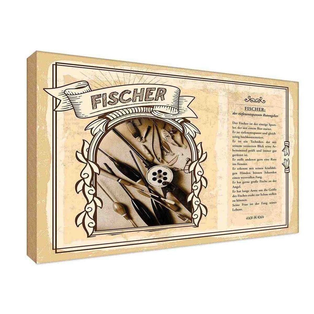 [LA-123017-H] Holzschild 20x30 cm Fischer Rutengeber Beruf Arbeit