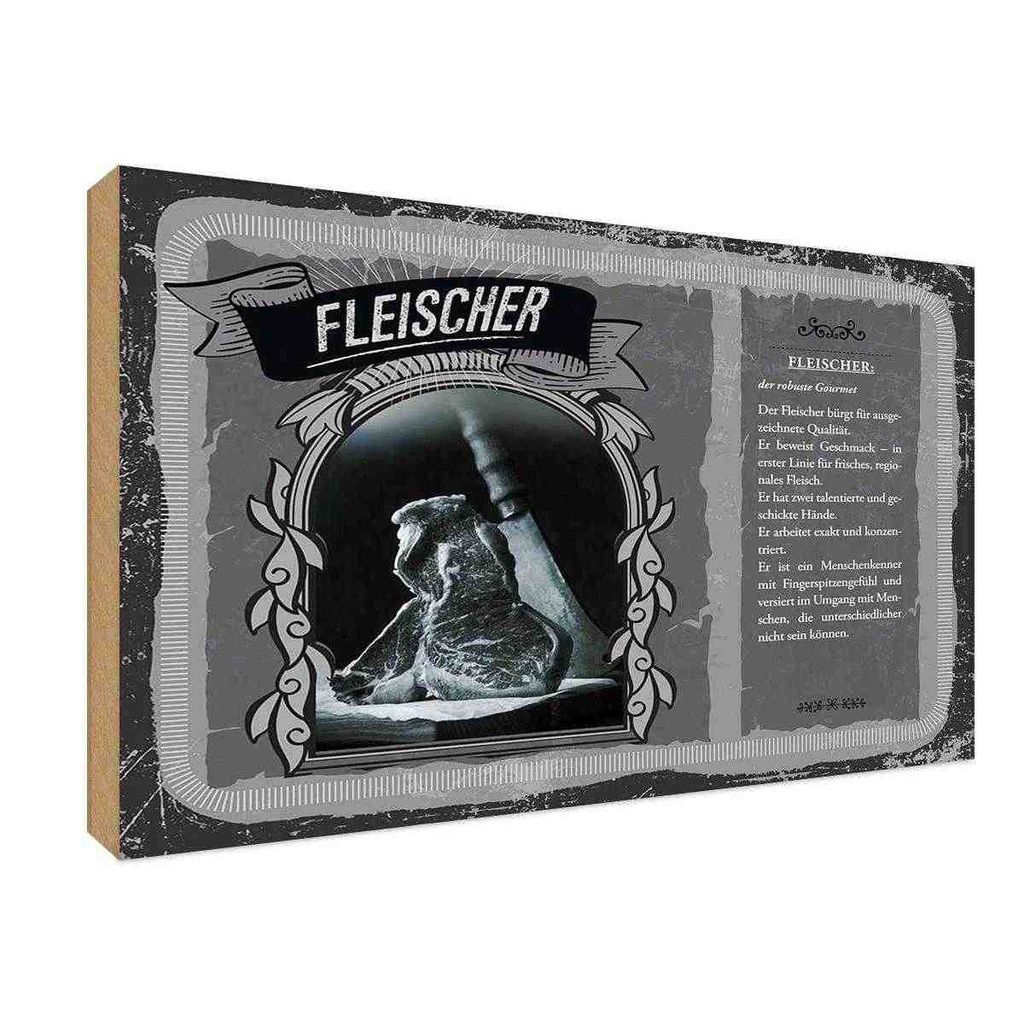 [LA-123018-H] Holzschild 20x30 cm Fleischer Beruf Arbeit