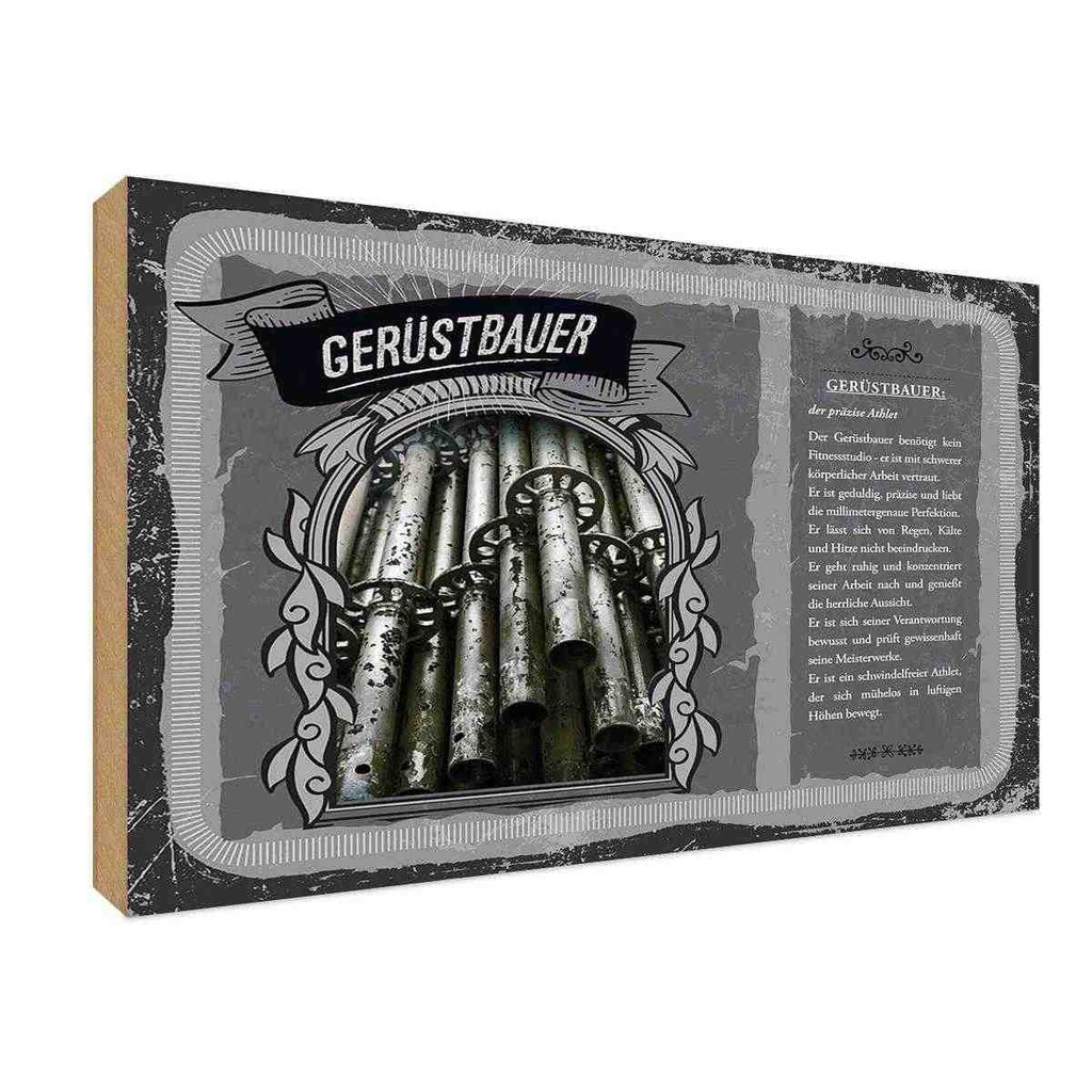 [LA-123029-H] Holzschild 20x30 cm Gerüstbauer Beruf Arbeit