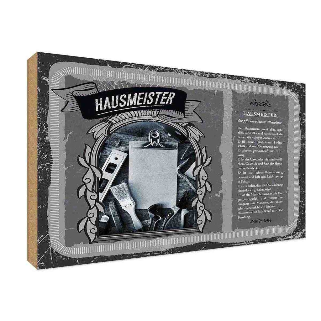 [LA-123033-H] Holzschild 20x30 cm Hausmeister Beruf Arbeit